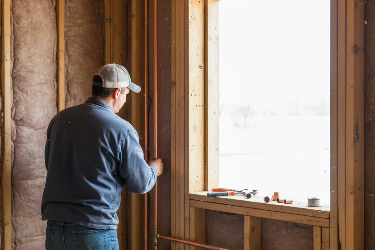 Licensed plumber running new copper supply lines in a Secretary home