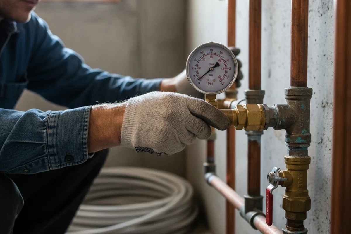 Pressure testing a repaired line during Water Line Repair in Secretary